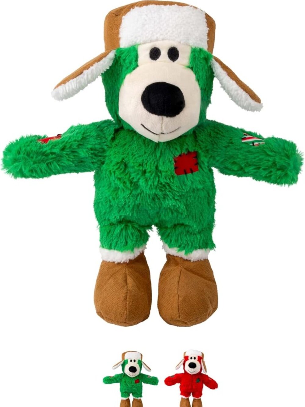 KONG Holiday Wild Knots Bear Dog Toy Medium/Large Christmas Squeaky Plush Rope